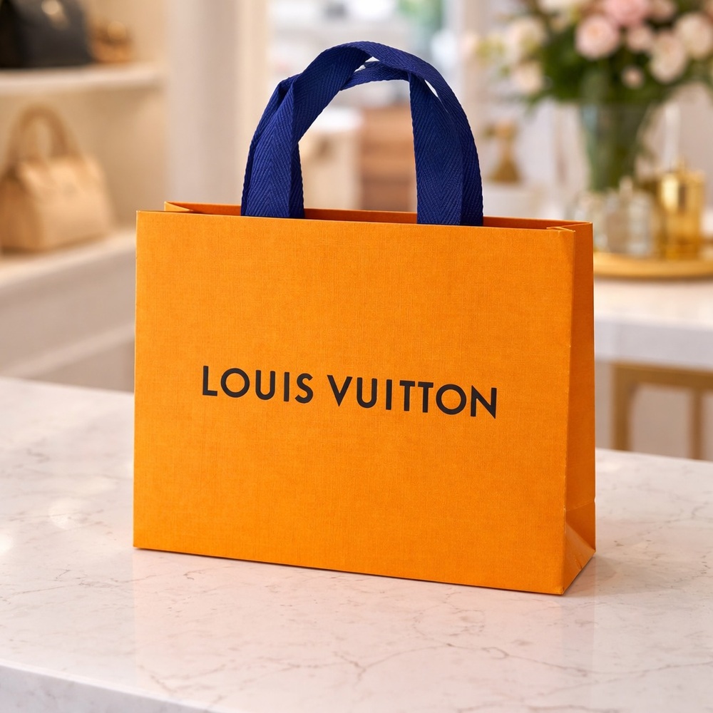 New Louis Vuitton Small Shopping Bag with Navy Handles